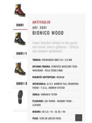 ANDREW BIONICO WOOD art. 5001 scarpone ANTITAGLIO CL. 3 uomo con fodera SIMPATEX  