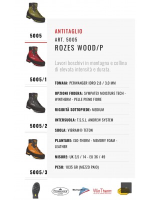 ANDREW ROZES WOOD/P art. 5005 scarpone ANTITAGLIO CL. 3 uomo con fodera SIMPATEX  