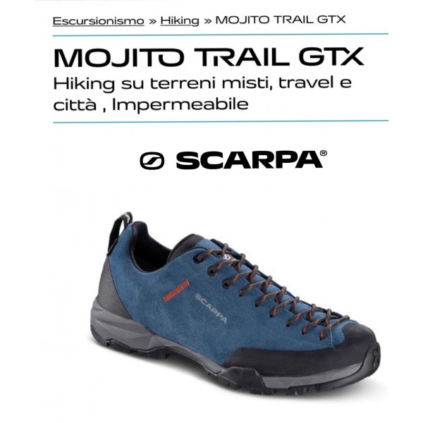 SCARPA MOJITO TRAIL GTX scarpa uomo trekking art. 63313-200 Ocean 