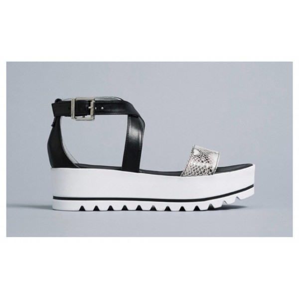 Nero Giardini sandalo donna E012583D/707 nero bianco