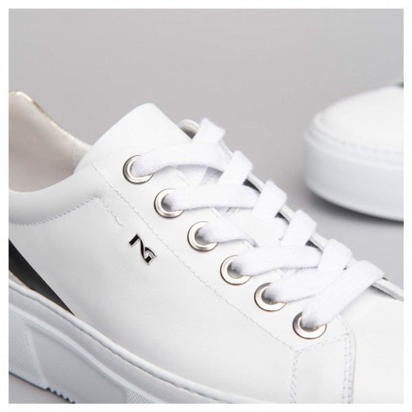 Nero Giardini E010880D/707 scarpa donna sneakers in pelle Bianco Nero PE2021
