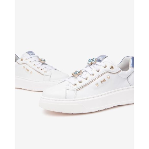 Nero Giardini E513060D/707 scarpa donna sneakers in pelle bianca PE2025