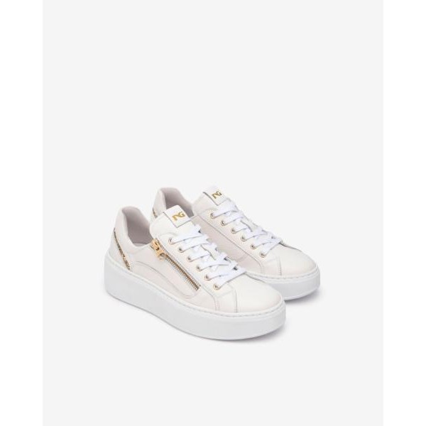 Nero Giardini E513081D/707 scarpa donna sneakers in pelle bianca PE2025