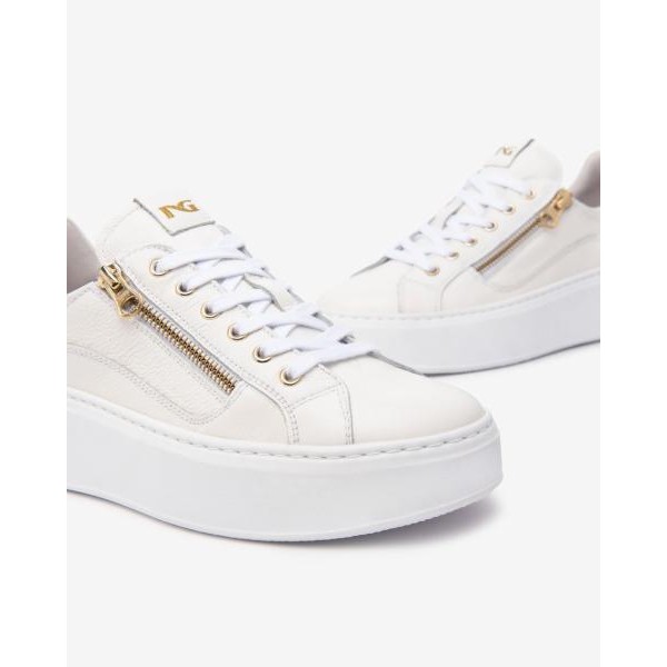 Nero Giardini E513081D/707 scarpa donna sneakers in pelle bianca PE2025