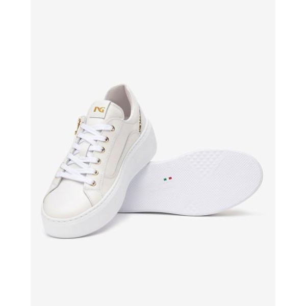 Nero Giardini E513081D/707 scarpa donna sneakers in pelle bianca PE2025